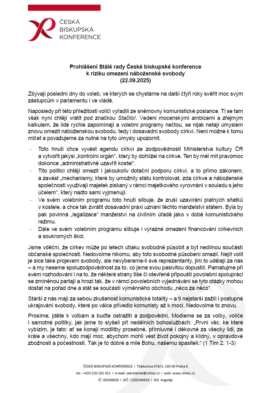 prohlášení ČBK volby