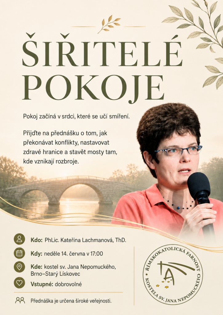 plakát přednáška Lachmanová šiřitelé pokoje